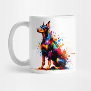 Colorful German Pinscher in Vibrant Splash Paint Style Mug